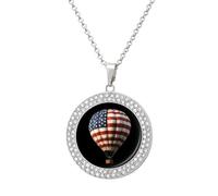 Hot Air Balloon U.s. Flag Women's Diamond Necklace Shiny Rhinestones Pendant Jewel Necklaces Romantic Trendy