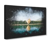 Hot Air Balloon Vol.1 Paint Splash Modern Art Canvas Wall Art Print Ready to Hang, Framed Picture for Living Room Bedroom Home Office Décor, 24x16 Inch (60x40 cm)
