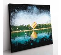 Hot Air Balloon Vol.1 Paint Splash Modern Canvas Wall Art Print Ready to Hang, Framed Picture for Living Room Bedroom Home Office Décor, 50x50 cm (20x20 Inch)
