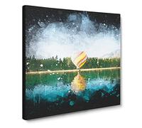 Hot Air Balloon Vol.1 Paint Splash Modern Canvas Wall Art Print Ready to Hang, Framed Picture for Living Room Bedroom Home Office Décor, 20x20 Inch (50x50 cm)