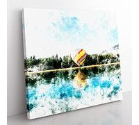 Hot Air Balloon Vol.1 Watercolour Modern Canvas Wall Art Print Ready to Hang, Framed Picture for Living Room Bedroom Home Office Décor, 50x50 cm (20x20 Inch)
