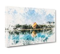 Hot Air Balloon Vol.1 Watercolour Modern Canvas Wall Art Print Ready to Hang, Framed Picture for Living Room Bedroom Home Office Décor, 30x20 Inch (76x50 cm)