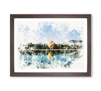 Hot Air Balloon Vol.1 Watercolour Modern Framed Print | A4 Walnut Framed Wall Art | Ready to Hang | Modern Historical Picture | Living Room Bedroom Lounge Office