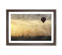 Hot Air Balloon Vol.2 Painting Framed Print | A2 Walnut Framed Wall Art | Ready to Hang | Modern Historical Picture | Living Room Bedroom Lounge Office