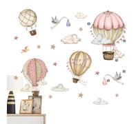 Hot Air Balloon Wall Stickers, Pack of 2 Self-Adhesive Cartoon Hot Air Balloon Wall Stickers, Decorative Stickers for Living Room, Bedroom, Cute Decoration for Children's Room