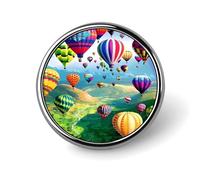Hot Air Balloons Button Pin Round Metal Lapel Pins Badges Classic Cute Brooche Pin Personalized Pinback Button Badges Novelty Funny Enamel Pins for Backpacks Jackets Bags