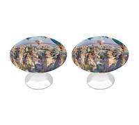 Hot Air Balloons Cappadocia Turkey Round Cabinet Pulls Drawer Knobs 1.1 Inch Handles for Kitchen Dresser Set of 2