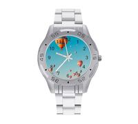 Hot Air Balloons Floating Over Cappadocia Quartz Wrist Watch Stainless Steel Watches for Men Women Easy to Read