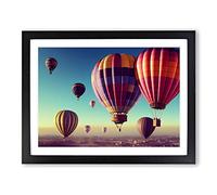 Hot Air Balloons In Flight Framed Print | A2 Black Framed Wall Art | Ready to Hang | Modern Nature Picture | Living Room Bedroom Lounge Office