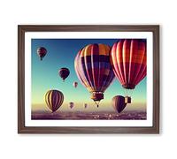Hot Air Balloons In Flight Framed Print | A2 Walnut Framed Wall Art | Ready to Hang | Modern Nature Picture | Living Room Bedroom Lounge Office