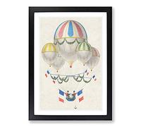 Hot Air Balloons in France by Leon Benett Framed Print | A2 Black Framed Wall Art | Ready to Hang | Modern Nature Picture | Living Room Bedroom Lounge Office