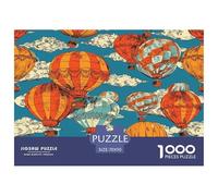 Hot Air Balloons Jigsaw Puzzles Great Gift for Adults 1000 Piece Family Challenging Toys Home DecoRation Retro IllustRation Style Jigsaw Puzzle for Adults And Kids 70x50cm/1000pcs