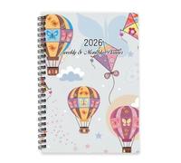 Hot Air Balloons Journal 2026 A5 To Do List Notebook Diary Women's Diary 2026 and Journal for Christian Week To View Monthly Year Planner with Dotted Line Note Page Slim