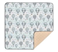 Hot Air Balloons Light Blue Large Sturdy Baby Playmat for Floor Water Resistant Tummy Time Mat for Newborns Babies Infants Toddlers, 50'' x 50''