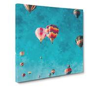 Hot Air Balloons on the Rise Canvas Print | Gallery Wrapped 30mm Frame Wall Art | 14x14 inches | Ready to Hang | Abstract Picture | Living Room Bedroom Lounge Office
