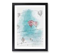 Hot Air Balloons on The Rise in Abstract Framed Print | A2 Black Framed Wall Art | Ready to Hang | Abstract Fantasy Picture | Living Room Bedroom Lounge Office