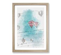 Hot Air Balloons on The Rise in Abstract Framed Print | A2 Oak Framed Wall Art | Ready to Hang | Abstract Fantasy Picture | Living Room Bedroom Lounge Office