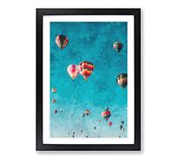 Hot Air Balloons on The Rise Painting Framed Print | A2 Black Framed Wall Art | Ready to Hang | Modern Historical Picture | Living Room Bedroom Lounge Office