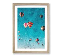 Hot Air Balloons on The Rise Painting Framed Print | A2 Oak Framed Wall Art | Ready to Hang | Modern Historical Picture | Living Room Bedroom Lounge Office