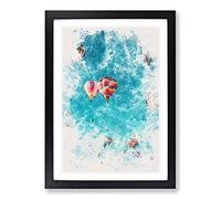 Hot Air Balloons on The Rise Watercolour Framed Print | A2 Black Framed Wall Art | Ready to Hang | Modern Historical Picture | Living Room Bedroom Lounge Office