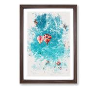 Hot Air Balloons on The Rise Watercolour Framed Print | A2 Walnut Framed Wall Art | Ready to Hang | Modern Historical Picture | Living Room Bedroom Lounge Office