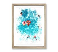 Hot Air Balloons On The Rise Watercolour Modern Framed Print | A3 Oak Framed Wall Art | Ready to Hang | Modern Historical Picture | Living Room Bedroom Lounge Office