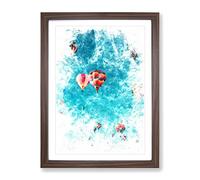 Hot Air Balloons On The Rise Watercolour Modern Framed Print | A4 Walnut Framed Wall Art | Ready to Hang | Modern Historical Picture | Living Room Bedroom Lounge Office
