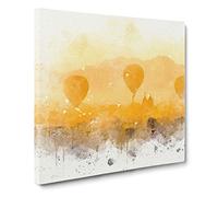 Hot Air Balloons Over Bagan in Abstract Modern Canvas Wall Art Print Ready to Hang, Framed Picture for Living Room Bedroom Home Office Décor, 20x20 Inch (50x50 cm)