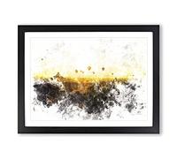 Hot Air Balloons Over Bagan In Myanmar Watercolour Modern Framed Print | A2 Black Framed Wall Art | Ready to Hang | Modern Historical Picture | Living Room Bedroom Lounge Office