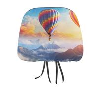 Hot-Air Balloons over Mountain Rainbow Headrest Covers Printed Car Seat Head Rest Protector Universal Auto Accessories 1 PCS