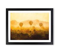 Hot Air Balloons Over Myanmar Painting Modern Art Framed Print | A3 Black Framed Wall Art | Ready to Hang | Modern Historical Picture | Living Room Bedroom Lounge Office