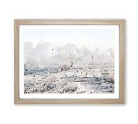 Hot Air Balloons Over Turkey In Abstract Modern Art Framed Wall Art Print, Ready to Hang Picture for Living Room Bedroom Home Office Décor, Oak A4 (34 x 25 cm)