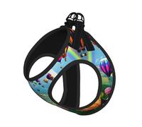 Hot Air Balloons Print Adjustable Harness Leash Set For Cats And Dogs, Soft Breathable Kitten Puppy Mesh Vest With Reflective Design, Escape-Proof Lead For Small Pets Walking Training