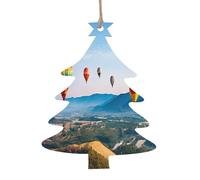 Hot Air Balloons Print -Print Christmas Wooden Ornaments 2PCS- Handmade Eco-Friendly Hanging Decor For Tree Gifts Holiday Festivities.
