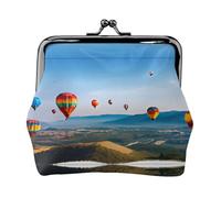 Hot Air Balloons Print Women's Leather Kiss Lock Pouch â€“ Stylish Small Zipper-Free Wallet for Coins, Cards, Makeup & Essentials â€“ Compact & Lightweight Design for Daily Use, Travel & Gifting