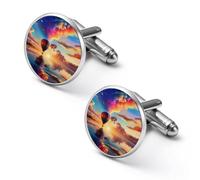 Hot Air Balloons Shirt Cufflinks Round Cuff Links for Business Wedding Party Father's Day Gift 2.0cm