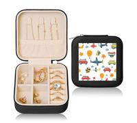 Hot Air Balloons Small Jewellery Box Cartoon Airplanes PU Leather Travel Jewellery Organizer for Women Girls Storage Case for Rings Earrings Necklaces Bracelets