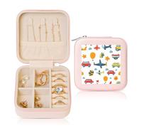 Hot Air Balloons Small Jewellery Box Cartoon Airplanes PU Leather Travel Jewellery Organizer for Women Girls Storage Case for Rings Earrings Necklaces Bracelets