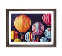 Hot Air Balloons Splashed Vol.5 Abstract Framed Print | A3 Walnut Framed Wall Art | Ready to Hang | Abstract Fantasy Picture | Living Room Bedroom Lounge Office