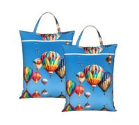 Hot Air Balloons Travel Laundry Bag with All-Over Print,Water-Resistant Twill Fabric,Smooth Zipper, Top Carry Handle,Hanging Loop,Large 58x46cm
