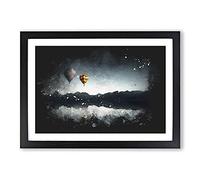 Hot Air Balloons Vol.2 Paint Splash Framed Print | A2 Black Framed Wall Art | Ready to Hang | Modern Nature Picture | Living Room Bedroom Lounge Office