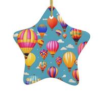 Hot Air colorful Balloons Christmas Tree Ceramic hanging Star-Shaped Christmas Ornament Festive Decor Personalized Decoration