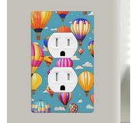 Hot Air Colorful Balloons Outlet Covers 1 Gang Duplex Light Switch Cover Unbreakable Polycarbonate Decorative Switch Plates Electrical Receptacle Faceplate Wall Plate For Bathroom Kitchen Home Decor