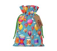 Hot Air Colorful Balloons Print Christmas Drawstring Gift Bags,For Christmas Holiday,Birthday,Wedding Or Daily Gift