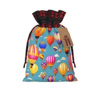 Hot Air Colorful Balloons Print Gift Reusable Bags Festive Drawstring Party Favors Pouches Versatile Seasonal