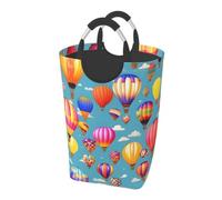 Hot Air Colorful Balloons Print Home Foldable Laundry Bag Weekend Travel Gym Bathroom Collapsible Storage Basket