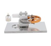 Hot Air Engine Model Adjustable Speed Exquisite Workmanship Long Term Use Wooden Base Stainless Steel External Combustion Engine Model for Education Science Projects Classroom