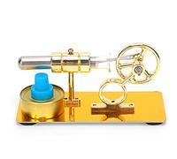 Hot Air Engine Model Mini Motor Power Generator Single Flywheel Scientific Education Toy for Physics Learning and School Experiments Zinc Alloy Glass 8 x 6.9 x 15.9cm