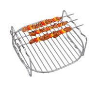 Hot Air Fryer Accessories - Double Tier Stainless Steel Cooking Grates 6, 7 and 8 Inch Multifunctional Rack with Steel Skewers for Burgers, Chicken Wings, Fish Fillet, Multiple Food Simultaneous, 6.1