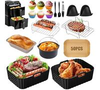 Hot Air Fryer Accessories for Philips Airfryer 4000 Series Stacked Dual Basket 10 L, BPA-Free Airfryer Silicone Mould Accessories Grill Rack Cake Bread Mould for Philips Airfryer NA460 10L